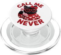Call Me Never Lunettes de Saint-Valentin en Forme de cœur Motif Chat Noir PopSockets PopGrip pour MagSafe
