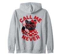 Call Me Never Lunettes de Saint-Valentin en Forme de cœur Motif Chat Noir Sweat à Capuche