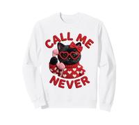 Call Me Never Lunettes de Saint-Valentin en Forme de cœur Motif Chat Noir Sweatshirt