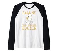 Call Me The Spooky Boozer Cute Ghost Drinking Beer Halloween Manche Raglan
