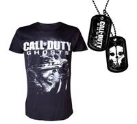 Call of Duty Ghosts Game Coque T-shirt des hommes, Noir, Taille XL + Call of Duty Ghosts Skull "Dogtags"
