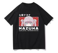 Call of The Night T Shirt Men Aesthetic Graphic Kawaii Nazuna Tshirt Male Vintage Manga Yofukashi No Uta Cotton Tees Black L