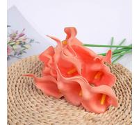Calla Lily Bouquet floral en soie pour décoration d'arche de mariage, fête prénuptiale, décoration d'intérieur, cheminée, étagère et console (abricot)