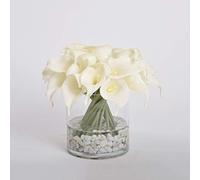 Calla Lily Floral Arrangement en vase, Silk Fake Calla Flowers Artificiel for Intérieur Outdoor Wedding Office Office Decoration Festive Festive Festive (Couleur: Blanc) Table Centre centrale Bureau