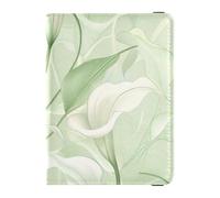 Calla Lily Flower Pastel Colors Mint Green Cuir Passeport et Porte-carte de vaccin Combo pour Voyage Vaccin Case Protector Cover Passeport Case for Men Ultra Slim, calla fleur de lys couleurs pastel