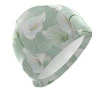Calla Lily Flower Pastel Colors Mint Green Maillot de bain pour adulte Cheveux courts Imperméables pour femme Protection des cheveux et réduction de la traînée Gorros para nadar en piscina