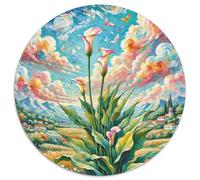 Calla Lily Puzzle Rond De 1000 Pièces pour Adultes Filles Encastrement Qualité Supérieure Impossible Difficile Entertainment Artist' Art Relaxation 1000pcs (67.5x67.5cm)