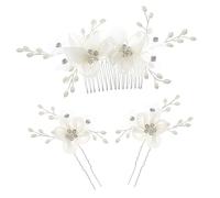 CALLARON 1 Ensemble Épingle à cheveux simulée mariage pour la mariée forme bijou décoratif côté peigne latéral pour cheveux de mariée Clip à cheveux pour le mariage casque en tissu