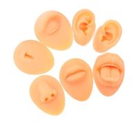 CALLARON 1 Ensemble Set de Modèles de Visage Silicone Réaliste pour Pratique de Piercing Comprend Oreilles Nez Bouche et Langue Accessoires Flexibles pour Formation et Enseignement