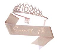 CALLARON 1 Jeu Sangle Couronne Bandeau Décorations Du 16e Anniversaire Accessoires D'anniversaire Pour Femmes Bandeau Strass Ceinture D'anniversaire Bandeaux Couronnes Pour Femmes Alliage