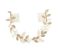 CALLARON 1 Pièce Peigne de paire de perles mariées para casque mariage accessoires Coiffure en alliage peigne à cheveux en alliage coiffe de mariée peigne à cheveux de la mariée Doré