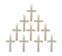 CALLARON 10 Pendentifs Croix en Alliage pour Bracelet et Collier, Design Simple, sans Bavure, pour Créer des Bijoux Diy, Lot de 10 Pièces Couleur Or