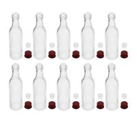 CALLARON 10 Pièces Petites Bouteilles en Verre 50ml avec Bouchons, Utilisation Polyvalente, Design Transparent, pour Stockage de Liquides et Décorations