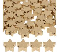 CALLARON 100 Perles En Bois En Forme D'Étoile Dorée Métallisée - Perles D'Espacement En Bois Pour La Fabrication De Bijoux Artisanaux De Colliers Et De Bracelets Dorées