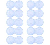 CALLARON 10pièces Boîte Lentilles Plastique Double Compartiment Étanche Support Lentilles De Contact Portable pour Voyage Et Usage Quotidien Bleu Transparent