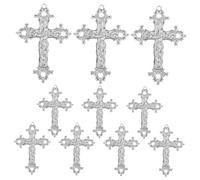 CALLARON 10pièces Pendentif Alliage Croix Longue Breloques Pour Création De Bijoux Accessoires Diy Pour Colliers Chaîne Argent Antique