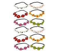 CALLARON 12 Pièces Bande de cheveux de fleur de soleil de marguerite bandeau à fleurs pour filles mode bandeaux de guirlande bandeau de fleurs pour filles coiffure ficelle élastique