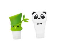 CALLARON 1Ensemble Bouteille Distributeur De Lotion De Qualité Alimentaire De Panda Et Bamboo Pour Voyage Et Stockage Pratique