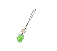 CALLARON 1pièce Chaîne Téléphone Portable Calcédoine Naturelle Vert Renard Pendentif Rétro Créatif pour Femmes Breloque Perles Élégante pour Sacoche et Smartphone