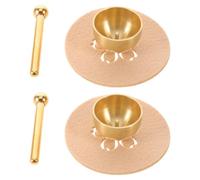 CALLARON 2 Ensembles Bol Chantant en Laiton Mini pour Contemplation et Relaxation avec Maillet Métallique et Coussinet, Bol Feng Shui Unique pour Yoga et Décoration Intérieure