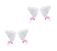 CALLARON 2 paires Clip Cheveux Oreilles de Chat Cosplay Accessoire de Fête Adorable avec Longue Barrette Costume pour Anniversaire Halloween