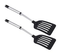 CALLARON 2 Pcs Spatules en Acier Inoxydable Cuisine, Design Fin et Anglé, Sécurisées pour Poêles Antiadhésives, Accessoire Essentiel pour Barbecue et Cuisson