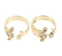 CALLARON 2 Pièces Bague de Couple à Note Musicale Ajustable, Cristaux | Ouverte, Empilable et Résistante à L’oxydation, Confort Souple, Style Romantique pour Soirées Musicales
