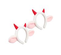 CALLARON 2 pièces Bandeau Oreilles Mouton Faux Peluche Rouge Accessoire Costume Garçon Fille Fête Photo Festival