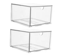 CALLARON 2 Pièces Boîte De Rangement Cosmétique Des Produits Poubelle Couler Armoire Deux Organisateur De Cosmétiques Pour Comptoir Se Soucier Sec Compartiment Fournir Transparent Acrylique