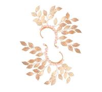 CALLARON 2 pièces Boucles Oreilles Manchette Non Percée Réglables Bijoux Statement avec Perles et pour Mariage et Fêtes Accessoires Féeriques pour Demoiselles Honneur Lot de Doré