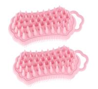 CALLARON 2 Pièces Brosse à Cheveux Nettoyante Pour Résidus Scrubber Peigne Pour Cuir Chevelu Hommes Masser Shampoing Masseur Brosse Cuir Chevelu Pinceau De Shampooing Gel De Silice Rose