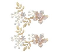 CALLARON 2 Pièces Élégante Pince à Cheveux en Alliage Doré avec Fleurs et Feuilles Ornées de Perles, Légère et Confortable, Accessoire Saint-valentin ou Fête D'anniversaire