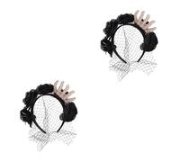 CALLARON 2 pièces Halloween Headband With Fake Rose And Skeleton Hand Comfortable Party And Cosplay Accessory For Women Lace Design For Halloween Costume