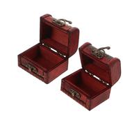 CALLARON 2 Pièces Mini Coffre Au Trésor Bois Boîte Classique Chinoise Porte-bijoux Étui à Cosmétiques Boîte à Bagues Petit Coffre Pour Amateurs