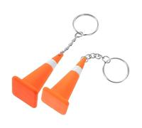 CALLARON 2 Pièces Miniature Traffic Cone Key Ring Construction Engineering Keychain For Boys Car Bag Charm Practical Lightweight Accessory