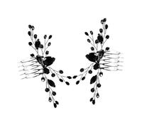 CALLARON 2 Pièces Peigne à Cheveux Décoratif pour Mariage Accessoire Élégant avec Cristaux Noirs pour Mariée et Demoiselles pour Cérémonies Traditionnelles