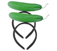 CALLARON 2 Pièces Serrage-tête en Peluche Légère de Concombre Vert, Accessoire Cheveux Confortable et Créatif pour Soins du Visage et Déguisement Amusant