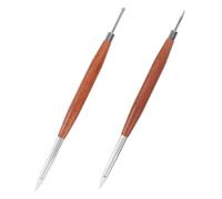 CALLARON 2 Pièces Stylo Double Embout pour Nail Art en Bois de Santal Marron Pointe en Silicone Ronde, Outil Sculptant Artistique pour Manucure et Transitions Dégradées