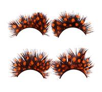 CALLARON 2paires Faux Cils Colorés Dramatiques Plumes Halloween Et Fêtes Réutilisables Et Parfaits Pour Ambiances Festives