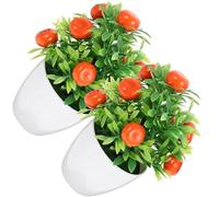 CALLARON 2pcs Arbre Fruitier Bonsaï Artificiel en Pot, Plante en Plastique et Écume, Compacte et Résistante, Décoration Intérieure pour Bureau ou Bibliothèque