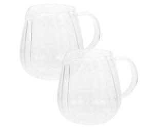 CALLARON 2pcs Pichet à Café en Verre avec Poignée, Pichet à Lait Rayé, Contenant D'eau Multifonctionnel, Design Simple, pour Boissons Bureau et Restaurants
