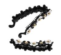 CALLARON 2pièces Banana Clip Cheveux Épais Et Fins Pinces Banane Élégantes Avec Fleurs Acrylique Maintien Sécurisé Et Design Sobre Pour Queue De Cheval Féminine Accessoire Léger Pour Usage