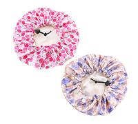 CALLARON 2pièces Bonn Nuit Réglable Satin Pour Garçon Fille Double Couche Chapeau De Bain Sommeil Fleurs