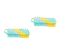 CALLARON 2pièces Brosse De Massage Pour Silicone Exfoliant Pour Garçon Fille Brosse De Bain Double Face Jaune Vert Bleu Massages Doux Stimulation Du Et Nettoyage