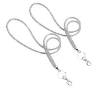 CALLARON 2pièces Lanière pour Téléphone Portable avec Porte-clés Strassé Argenté Multifonction pour Bureau Infirmière et Étudiant pour Téléphone et Carte Identité