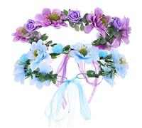 CALLARON 2pièces Lot de Couronnes de Fleurs Artificielles avec Rubans Guirlandes de Cheveux et Style Bohème pour Mariage et Accessoires de Tête