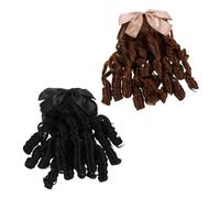 CALLARON 2pièces Perruque Bouclée Longue Cheveux Synthétiques Postiche Queue de Cheval pour Femme Extension Élégante avec Peigne Intégré Noire et Châtain