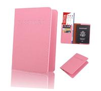 CALLARON 2pièces Porte-Passeport Multifonctionnel Cuir PU Dull Polish Organisateur De Voyage avec Fermeture Magnétique Bleu Et Rose