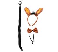 CALLARON 3 pièces Accessoires de Costume Ane Bandeau avec Oreilles Queue et Nœud pour Déguisement Animal Cosplay Halloween et Fête