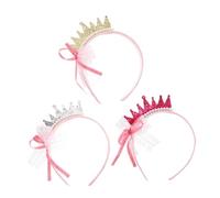 CALLARON 3 Pièces Bandeau Couronne Couvre-chef Pour Enfants Bandeaux Filles Bandeau Diadème Accessoires De Cheveux Bandeaux Couronne Filles Couronnes Rose Résine